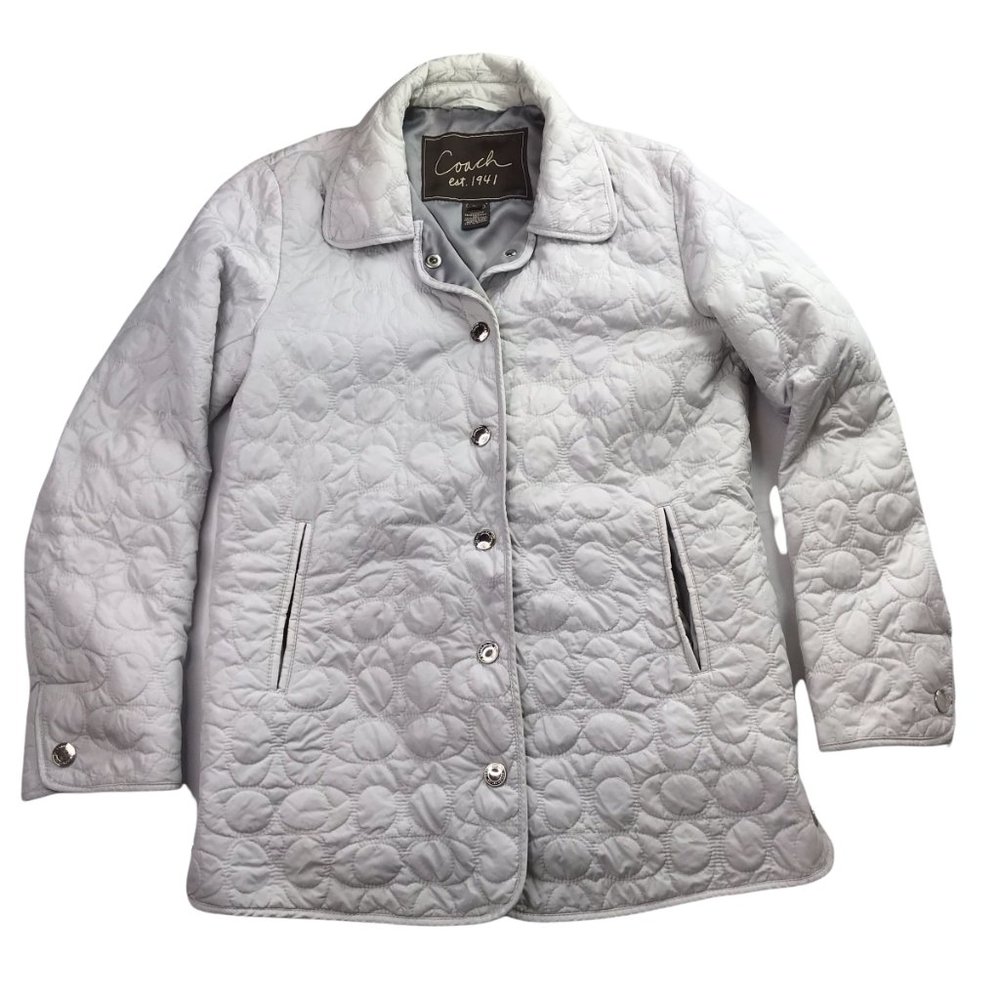 COACH Quilted Jacket Coat Off-White Size Women's XS.  Buttons.  Shell: 100% Nylo